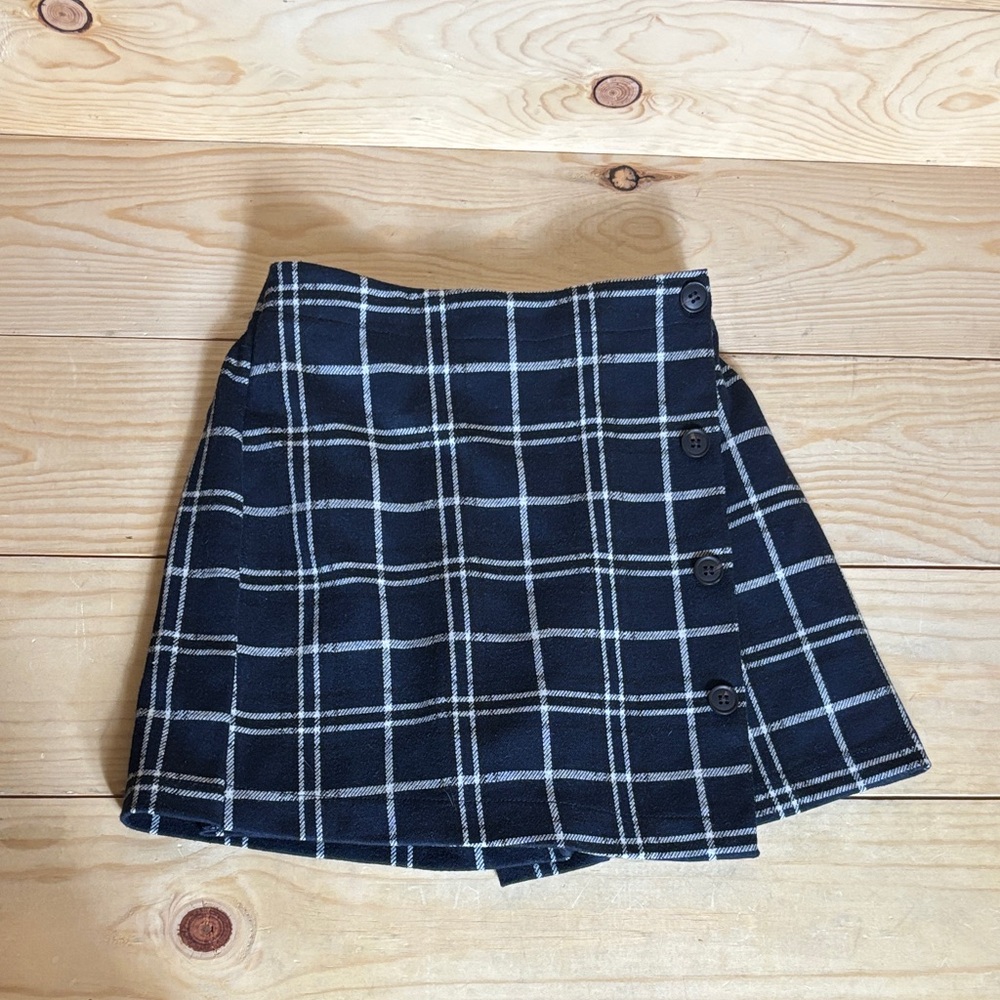 Zara Navy and White Checkered Mini‎ Skort